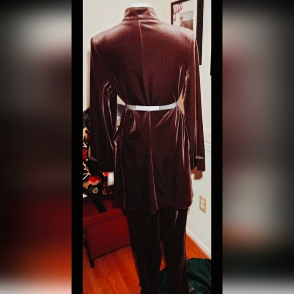 1970s dead stock ACT III 2 pc Velveteen long top & pants set. - Picture 5 of 12